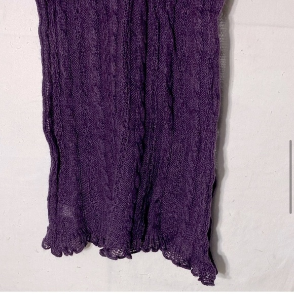 Holt Renfrew Purple Acrylic Mohair Wool Long Cable Knit  Scarf - Picture 8 of 13